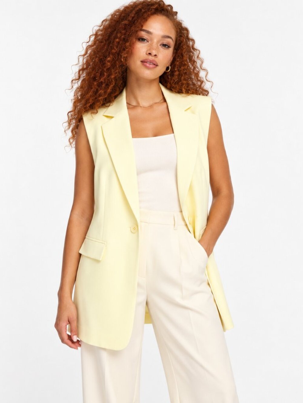 Vero Moda Tall Tailored Longline Suit Vest Lemon US 6 S